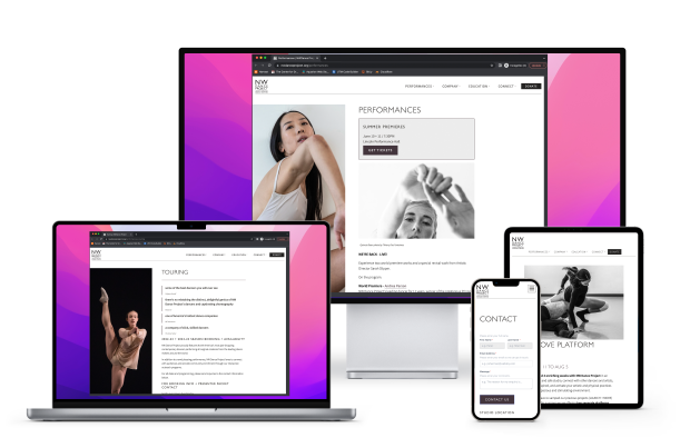 Custom Website Design & Development - NW Dance Project on Multiple devices 1