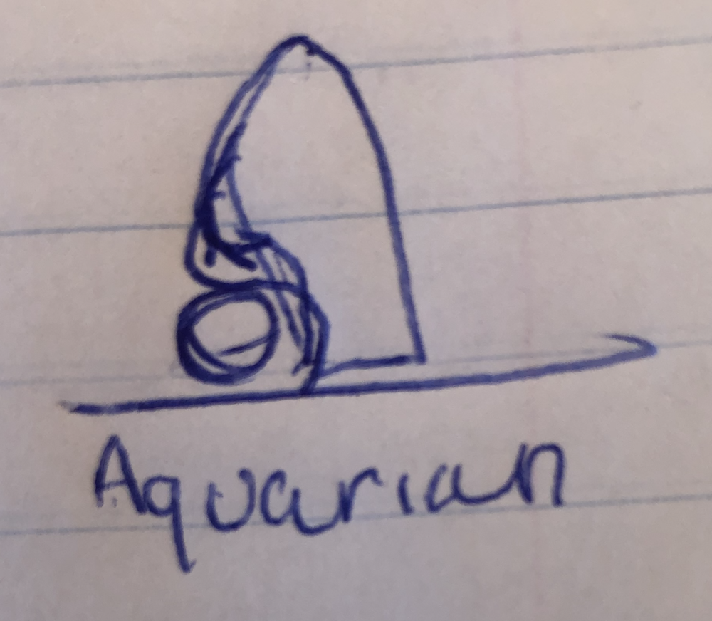 Original hand-design of Aquarian logo on lined paper