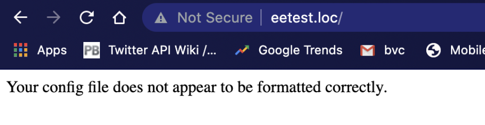 Your config file does not appear to be formatted correctly.