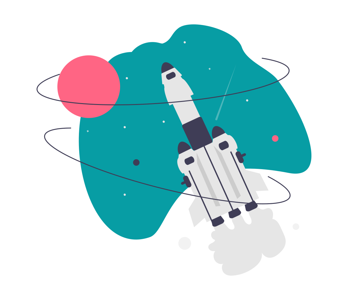 Rocket and planet illustration