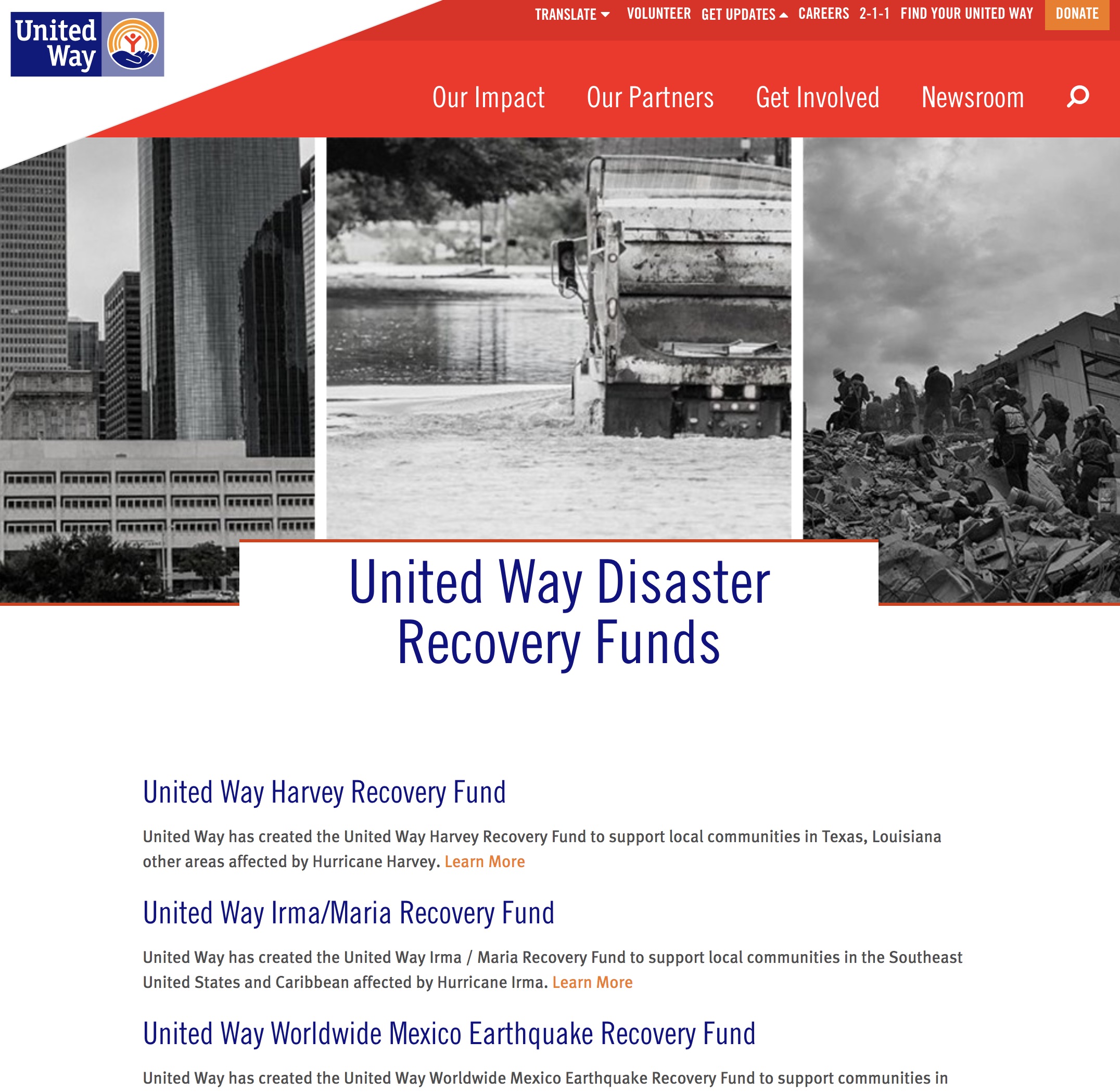 United Way Recovery Website Image